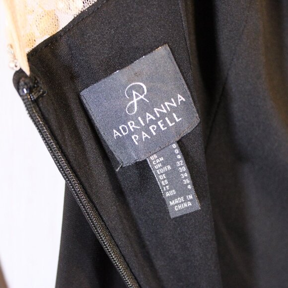 Adrianna Papell Illusion Mermaid Black Gown with Beaded Mesh Yoke Size 0 - Picture 5 of 9